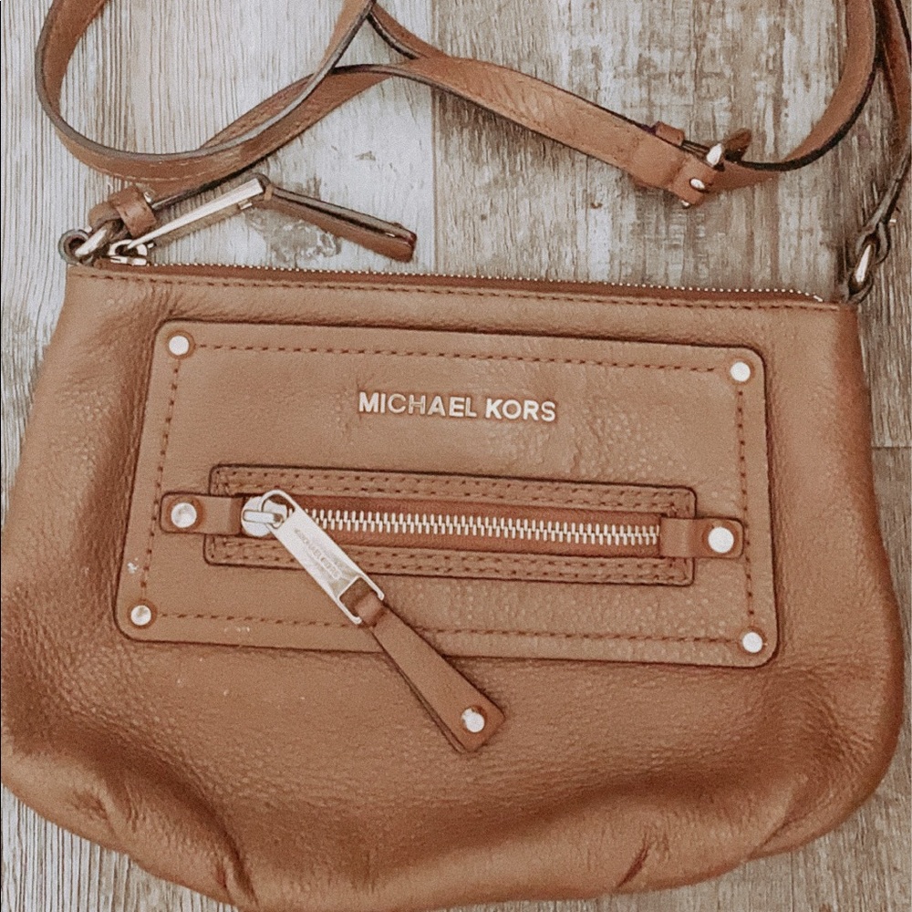 Michael Kors brown leather crossbody bag